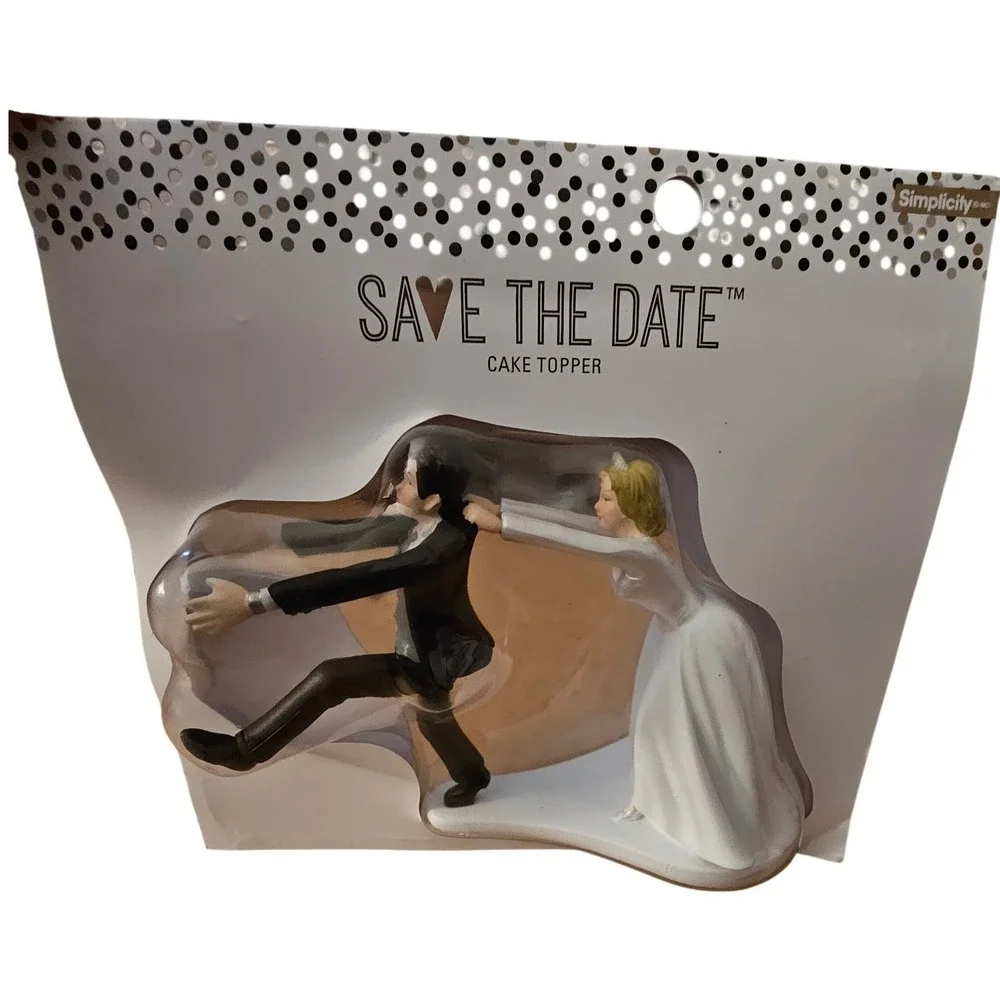 Simplicity Save the Date Funny Runaway Groom Wedding Cake Topper NEW